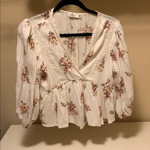 White 3/4 length sleeve blouse